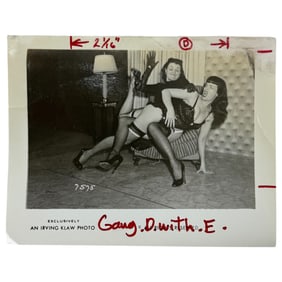 Vintage Original Bettie Page Bondage Pre Production Proof Photography Final Print – Irving Klaw