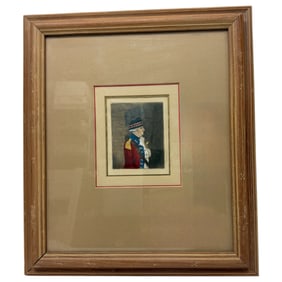 Antique British Soldier engraving with painting