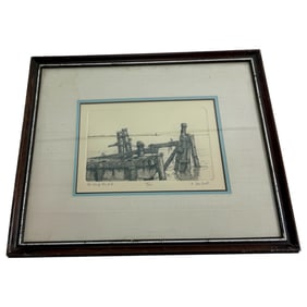 Limited edition Old Wharf, New York etching by A. Van Groot 44/200