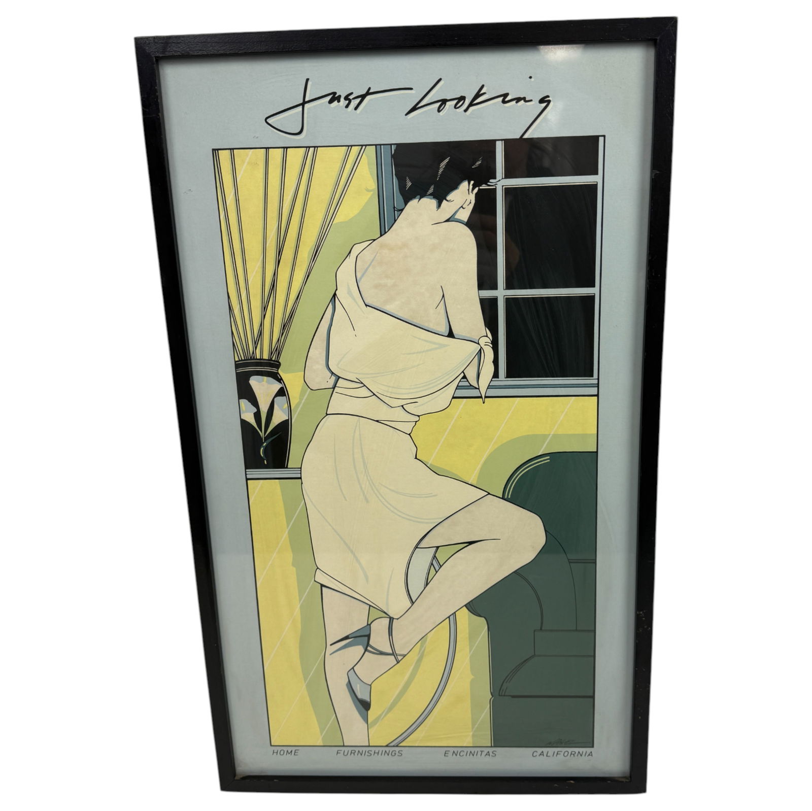 Vintage Patrick Nagel serigraph titled "just looking" (1 of 3)