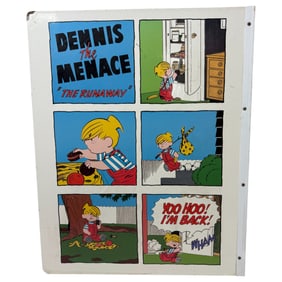 Vintage Dennis The Menace Comic "The Runaway" and "Dennise's Favorite Stains" StoryBoard Sign