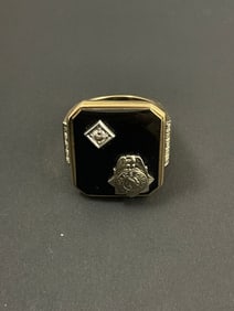 Denver Police Department Vintage 14k Gold Diamond Onyx Badge Ring