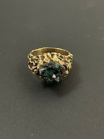 Vintage 14k Gold Raw Natural Emerald Cluster Stone Ring 9.72 grams