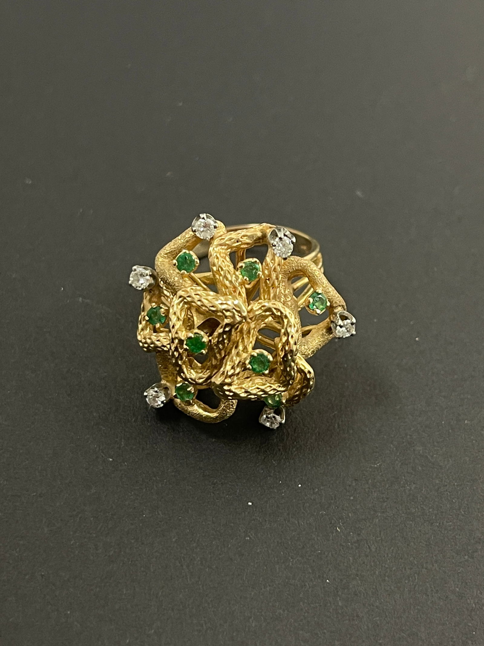 Vintage 14k Gold Diamond Emerald Ring Size 7 weight 9.48 grams (1 of 7)