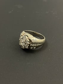 Vintage 14k White Gold 1 Karat Diamond Ring Size 10 weight 8.51 grams
