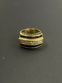 Vintage 14k Gold 1 carat Diamond 2 carat Sapphire Ring size 5 1/2 weight 11.70 grams
