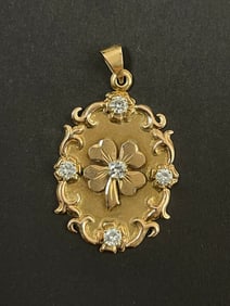 Vintage 14k Gold 1.70 karat diamond pendant weight 5.22 grams