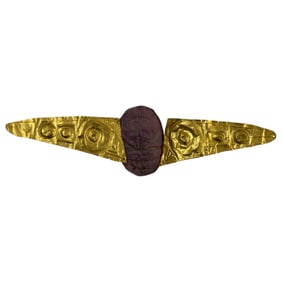 Ancient Egyptian High Karat Gold Winged Carved Stone Scarab