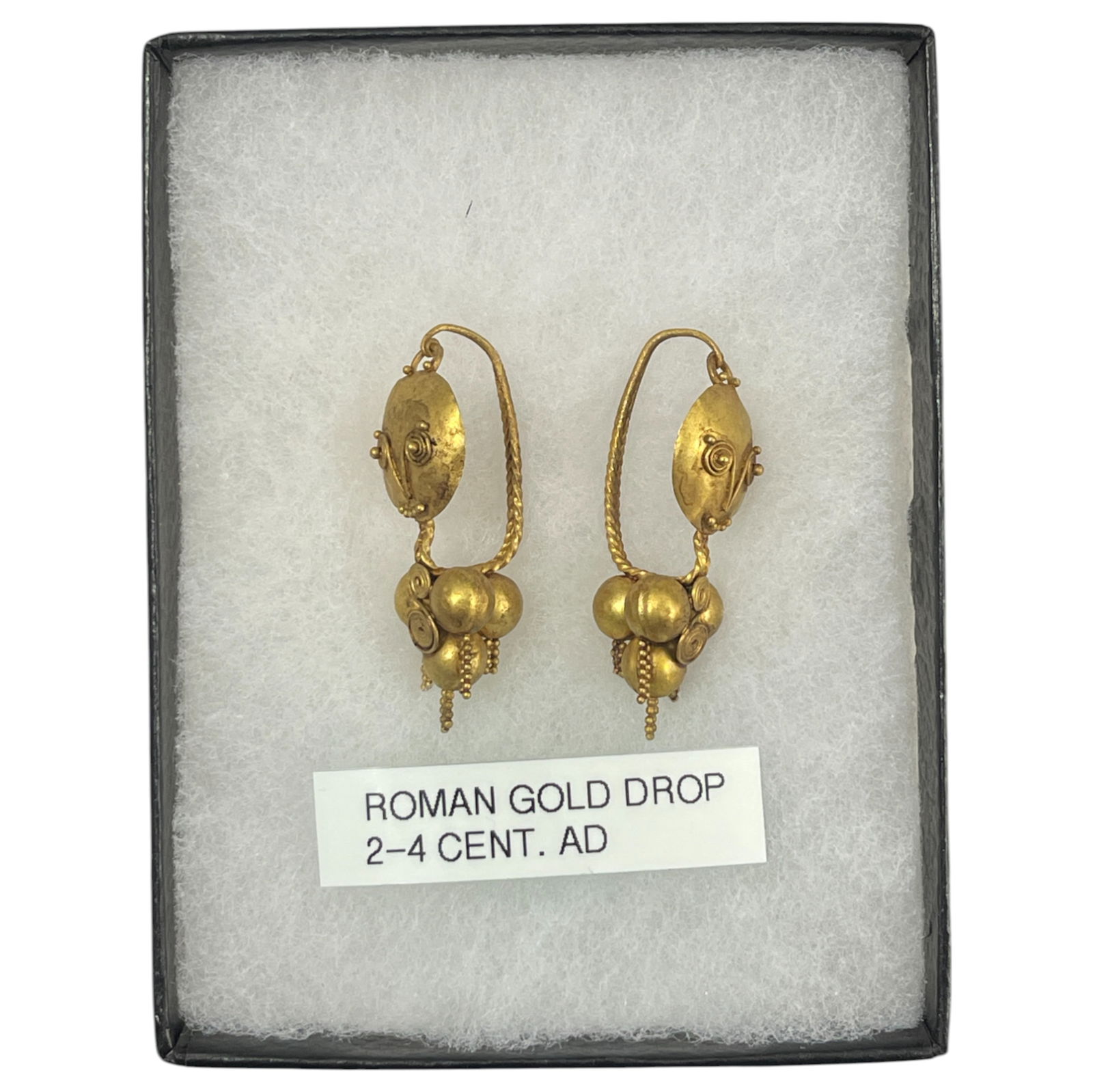 Ancient High Karat Gold Drop Earring Pair Jewelry 2-4 th century (1 of 5)