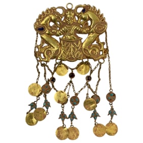 Chinese Asian High Karat Gold Large Pendant Necklace 25 grams
