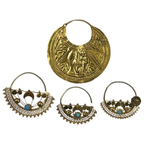 Islamic High Karat Gold Ear Ring Earring Collection Lot