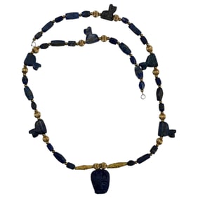 Ancient High Karat Gold Lapis Necklace