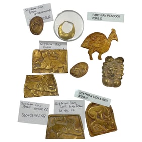 Ancient Scythian Parthian High Karat Gold Plaque Large Collection
