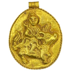 Chinese Asian High Karat Gold Large Pendant size 52 x 66 millimeter