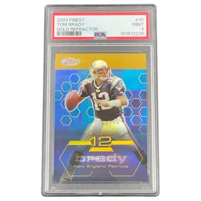 2003 Finest Tom Brady #35 Gold Refractor 35/50 PSA 9 Football Card