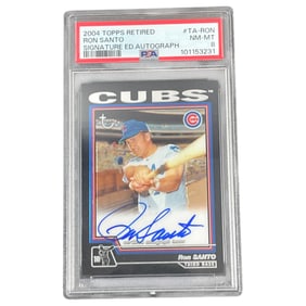 2004 Topps Retired Ron Santo Signature Autograph #TA-RON PSA 8 Baseball Card