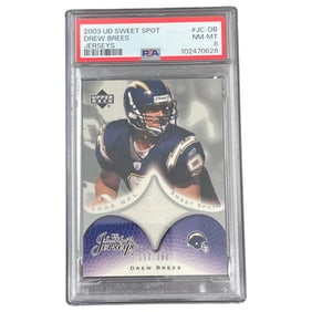 2003 Upper Deck Sweet Spot Drew Brees Jerseys PSA 8 Football Card