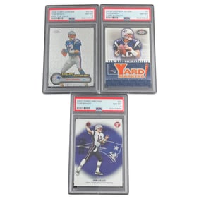 Tom Brady Topps Chrome, Topps Pristine & Fleer Graded PSA 8 Football Cards