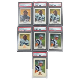 2002 Donruss Gridiron Kings Tom Brady Emmitt Smith & Antowain Smith PSA Graded Cards