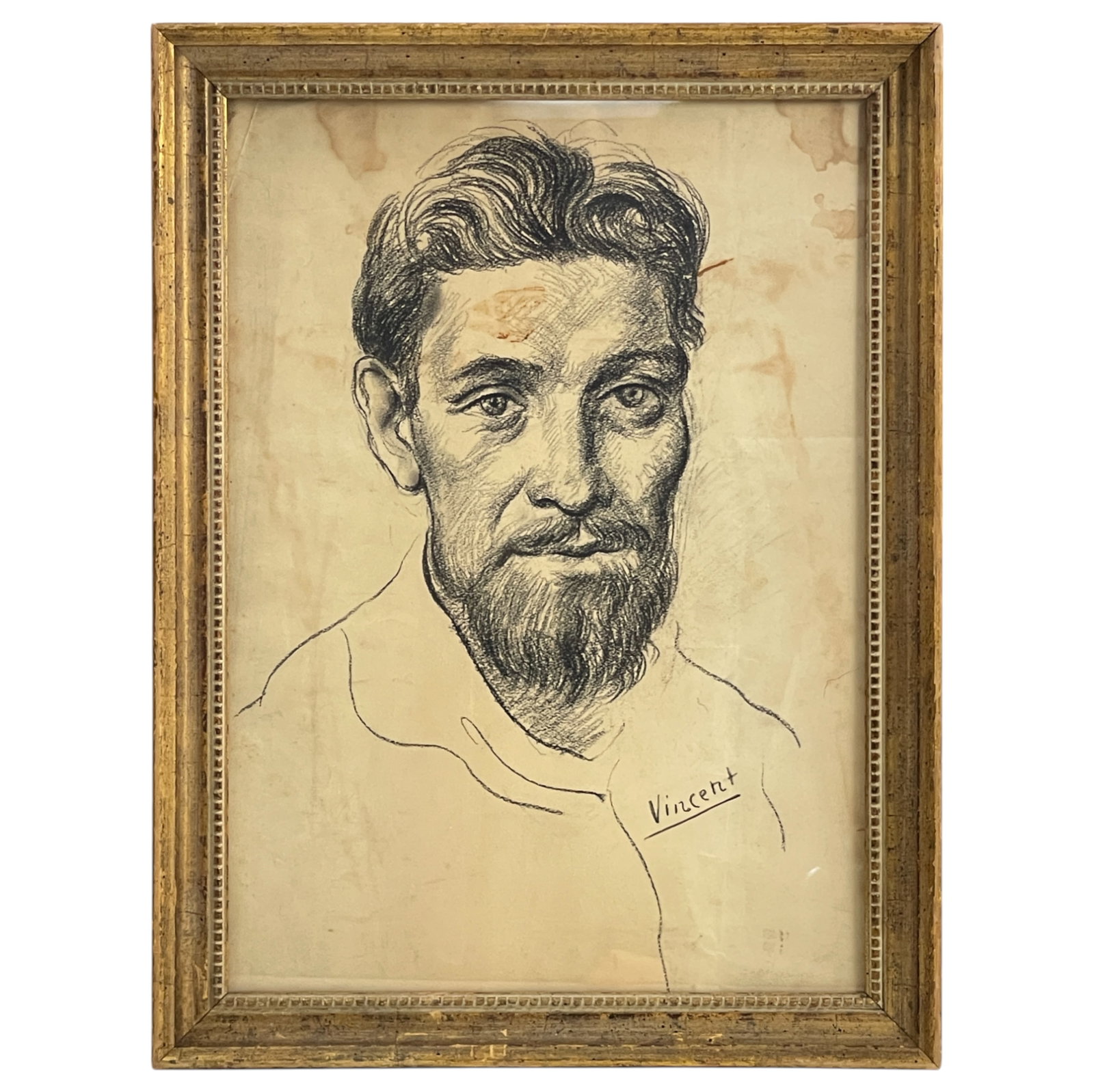 Attributed to Vincent Van Gogh - Signed Charcoal and Pencil on Paper Self Portrait (1 of 5)