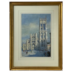 Colin Campbell Cooper (American, 1856–1937) – Watercolor Landscape, Framed