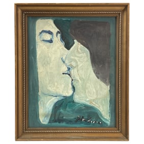 John Lennon (British, 1940–1980) – Portrait of John Lennon and Yoko Ono, Oil on Board, Signed