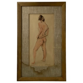 Paul Frankl (American/Austrian, 1886–1958) – Nude Woman, Mixed Media on Paper, Framed
