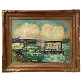 Marion Cox Abstract Seascape, Oil on Board, Signed, Framed