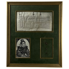 Royal Ephemera Collection – Featuring Etching, Historical Coinage, and Manuscript Associated with