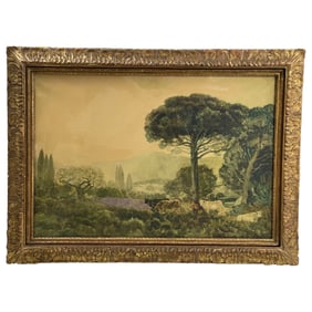 Emile Rene Menard (French, 1862–1930) – Classical Landscape, Oil on Canvas, Framed