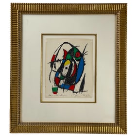 Rare 1974 Printers Proof Lithograph by Joan Miro Hand Signed and Dated – Abstract Composition