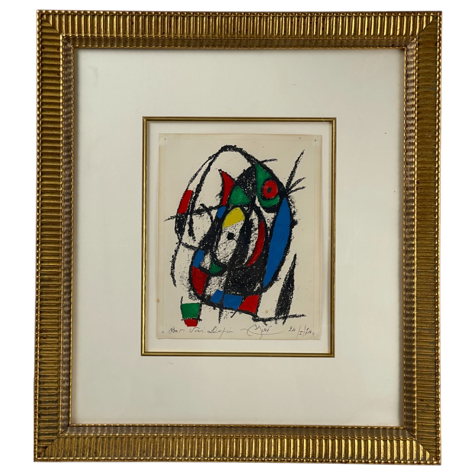 Rare 1974 Printers Proof Lithograph by Joan Miro Hand Signed and Dated – Abstract Composition (1 of 7)