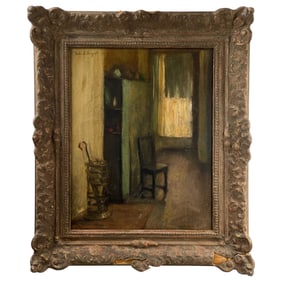 John Singer Sargent Oil on Board – Signed Room Interior Scene