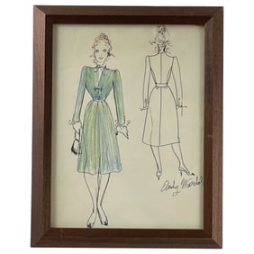 Andy Warhol - Pen & Pencil Costume Design Sketch Drawing Signed Bottom Right
