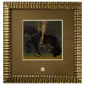 Gustav Klimt – Life is a Struggle (The Golden Knight) 1903 Lithograph with Metallic Highlights