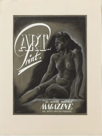 Vintage 1946 Illustration Art – Nude Woman, Magazine Cover Painting, Signed Jsaack