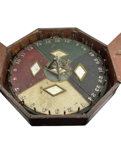 Antique Traveling "Wheel of Fortune" Carnival Game in Wooden Case