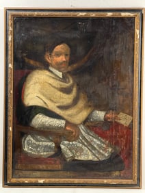 S. Tom Cambi – Cardinal of Nuoscaby, Antique Oil Painting on Canvas, Framed