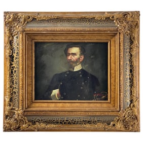 Antique Painting Portrait, Oil on Board Signed J.Moore