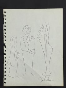 John Lennon Original Drawing on Notebook Paper, Hand-Signed, 11" x 8.5"