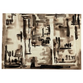 Jackson Pollock Signed Watercolor Painting, 15.5" x 11", Signed Lower Right