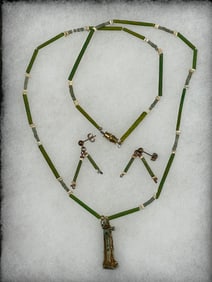 Ancient Stone and Bead Necklace with Amulet