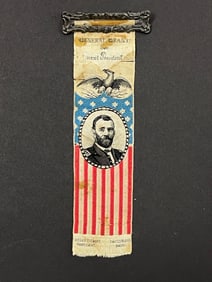 Antique 1868 Ulysses S. Grant Presidential Political Campaign Ribbon Pin