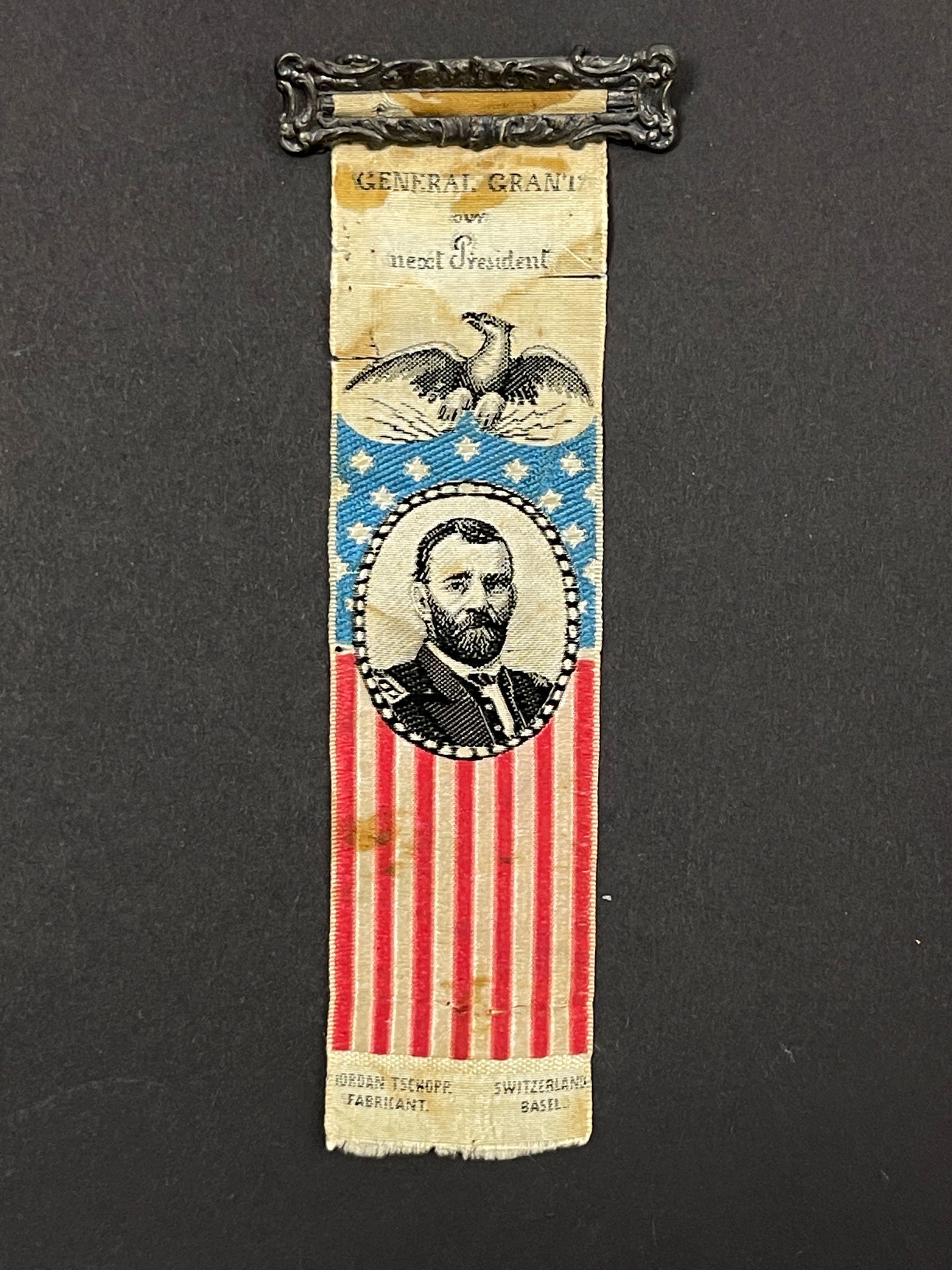 Antique 1868 Ulysses S. Grant Presidential Political Campaign Ribbon Pin (1 of 4)