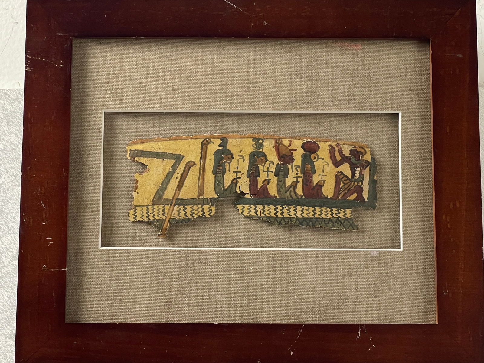 Ancient Egyptian Framed Textile Linen Fragment (1 of 8)