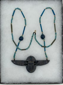 Ancient Mixed Stone Scarab and Bead Necklace