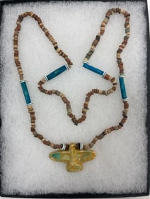 Ancient Stone Necklace with Eagle Pendant
