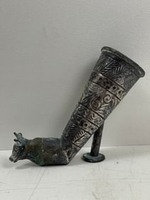 Ancient Achaemenid Silver Bull Vessel Cup