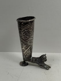 Ancient Achaemenid Silver Panther Vessel Cup