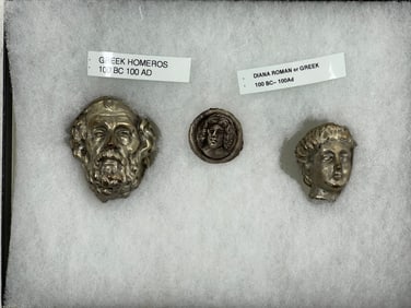 Ancient Greek Homeros and Diana Head Pendants